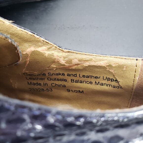 Stacy Adams Men's Blue Genuine Snake Square Toe Oxford Shoes Size 9.5M - Picture 8 of 12